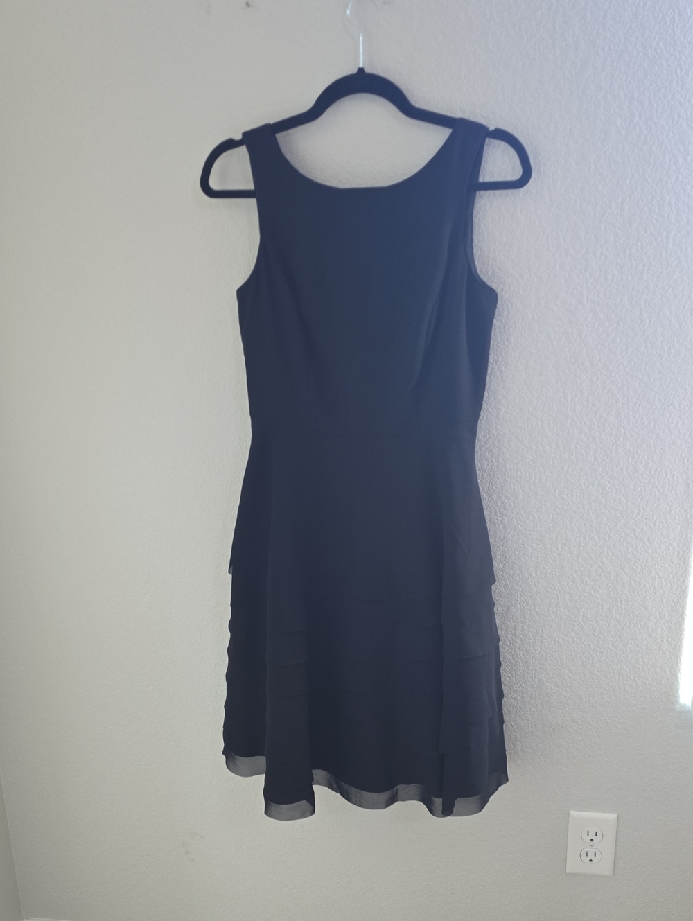 White House Black Market Black Sleeveless Layered Mini Dress